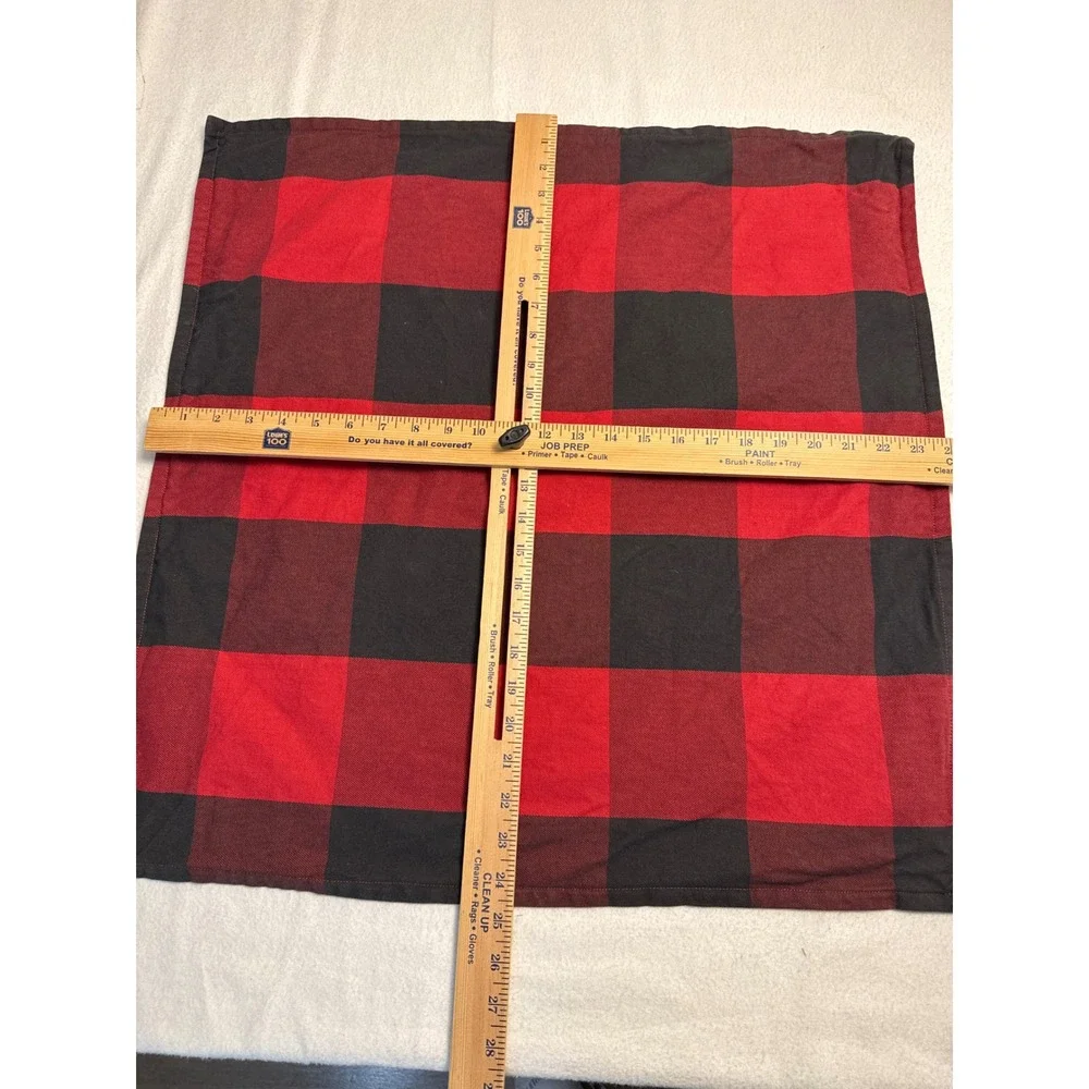 Pottery Barn Pillow Cover Unisex 24x24 Red Buffalo Check Plaid Cotton Twill